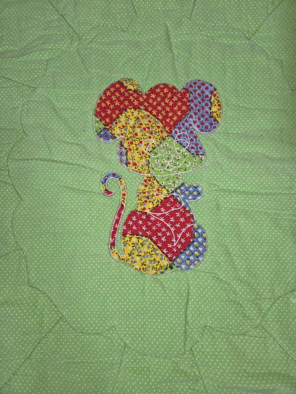 Y2k Colorful Patchwork Mouse Cotton Quilt - Multicolor 31x40